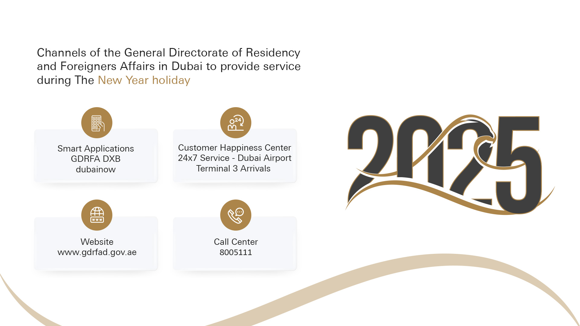 Channels Of GDRFA Dubai During New Year Holiday Channels Of GDRFA Dubai During New Year Holiday