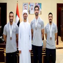 Ambassador Al Hameli honours the UAE's top performing teams in Turkmenistan.